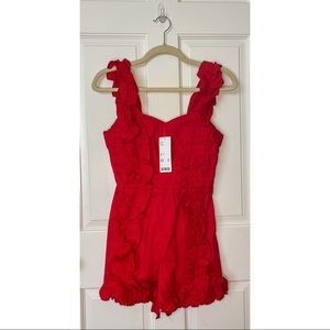 NWT Urban Outfitters Red Ruffle Romper Size XS